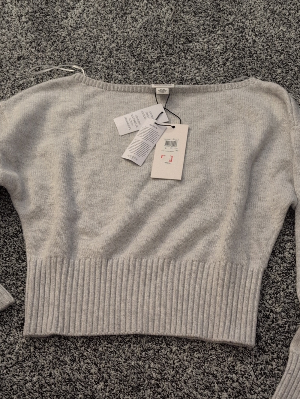 Guess Off-the-Shoulder Light Gray Sweater
